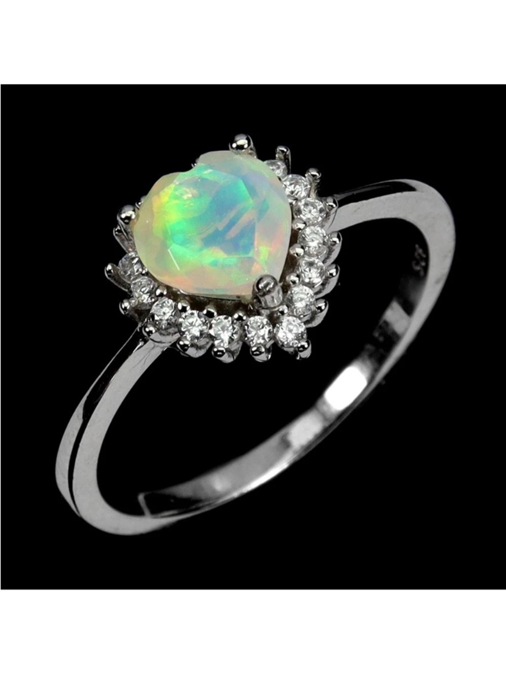 Stunning Natural Fire Opal Heart cut 6mm in 925 Sterling Silver Size 6 Ring